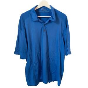 Nike Mens Golf Dri Fit Polo Shirt Collared Short Sleeves Blue Size Large